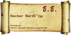 Becker Berény névjegykártya